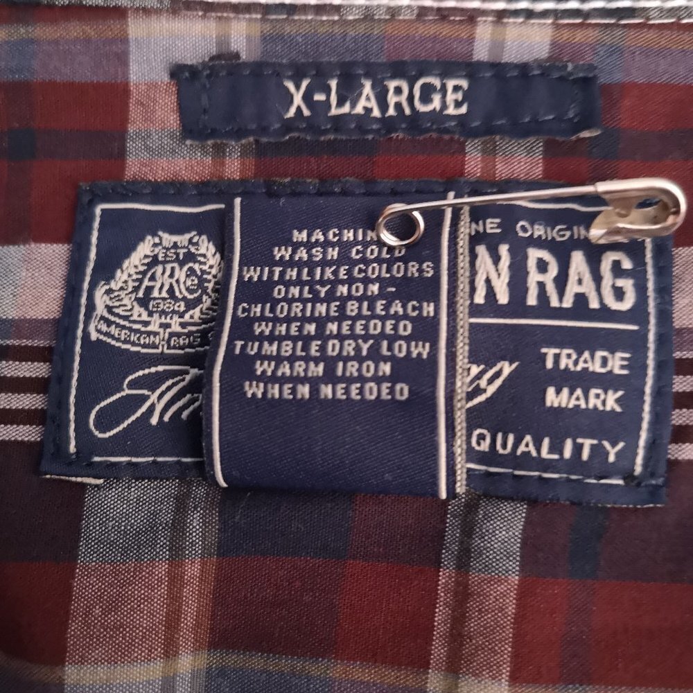 American Rag Men's Size XL Multi Colored Plaid Double Stitch Casual Shirt - Picture 4 of 5